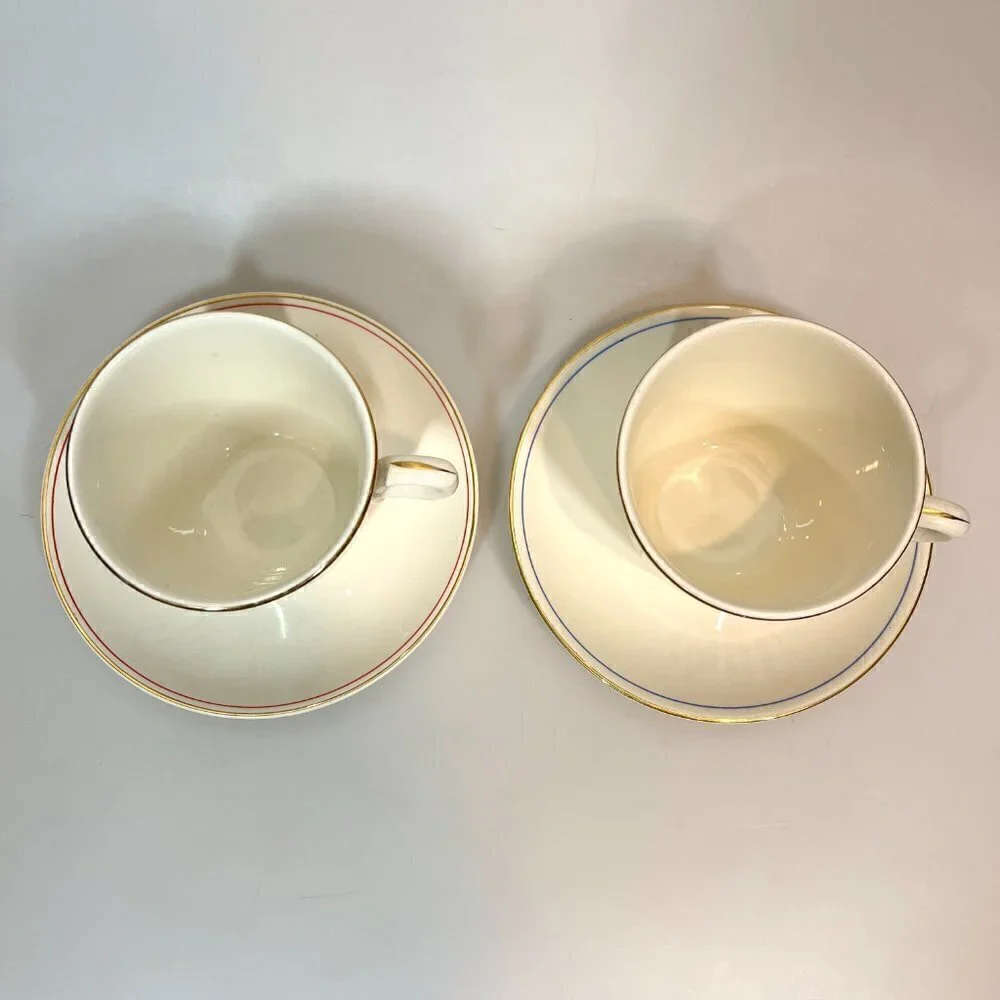 Vintage Mother Father Teacup Set Gold Trim Cups Saucers Collectible Gift